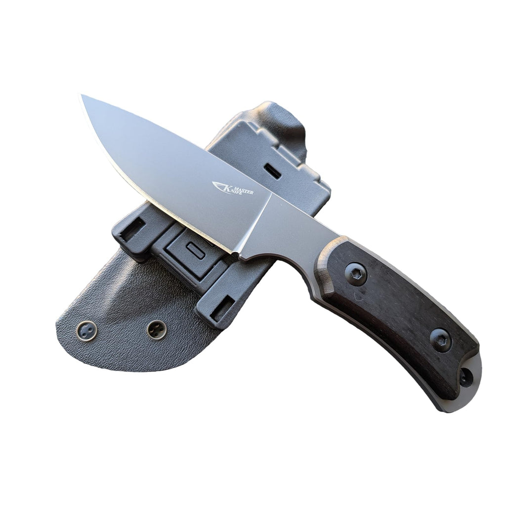 Knife Master fixed blade knife, pocket knife with Kydex sheath, ebony handle, for outdoor camping, hiking, wilderness survival