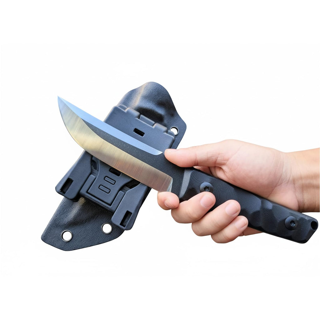 Camping and adventure multi functional knife, sharp straight knife, hunting knife, survival knife, hunting and camping accessory with a combination sheath, portable camping, outdoor gear