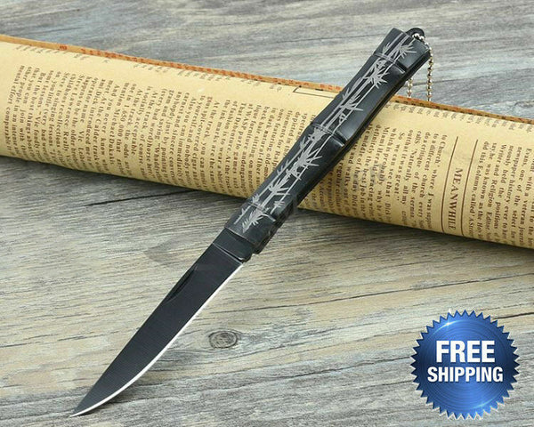Bamboo Folding Knife Hunting Camping Tactical Outdoor Mini Small Pocket Knife AU, Lightweight Durable EDC Tool for Survival Hiking and Daily Use