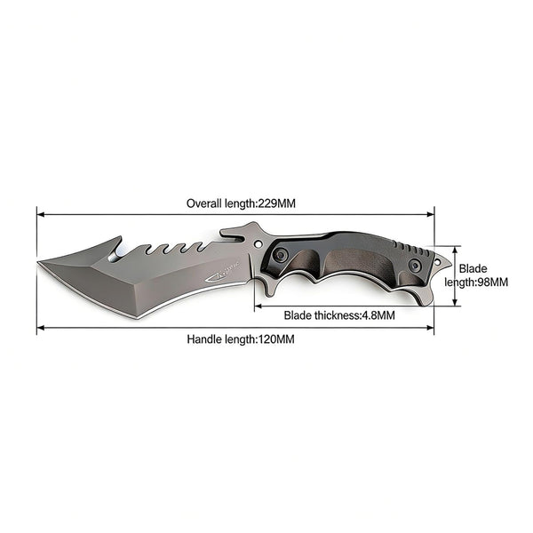 9-inch Camping Fixed Blade Knife with Kydex Sheath - Full Tang Bushcraft Survival Knife for Outdoor Hiking Hunting EDC Gear