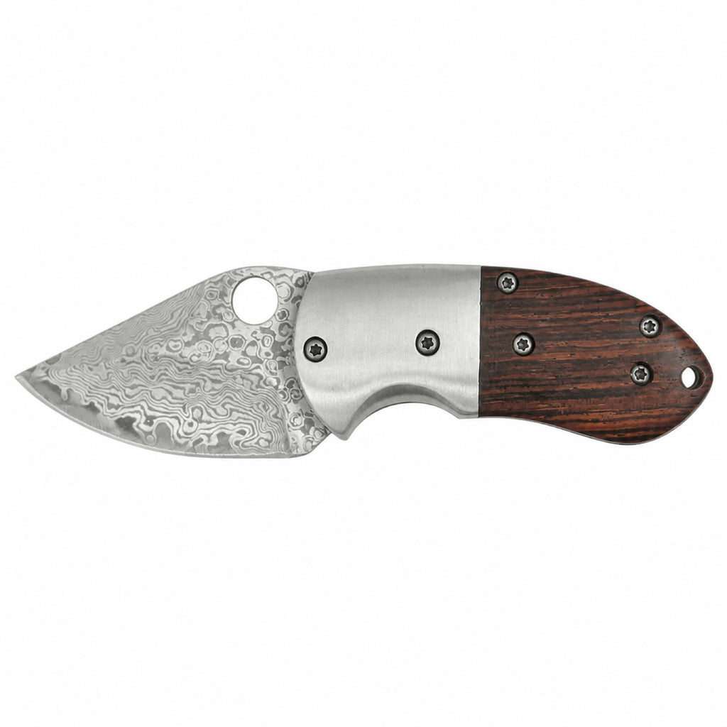 Compact Damascus folding knife