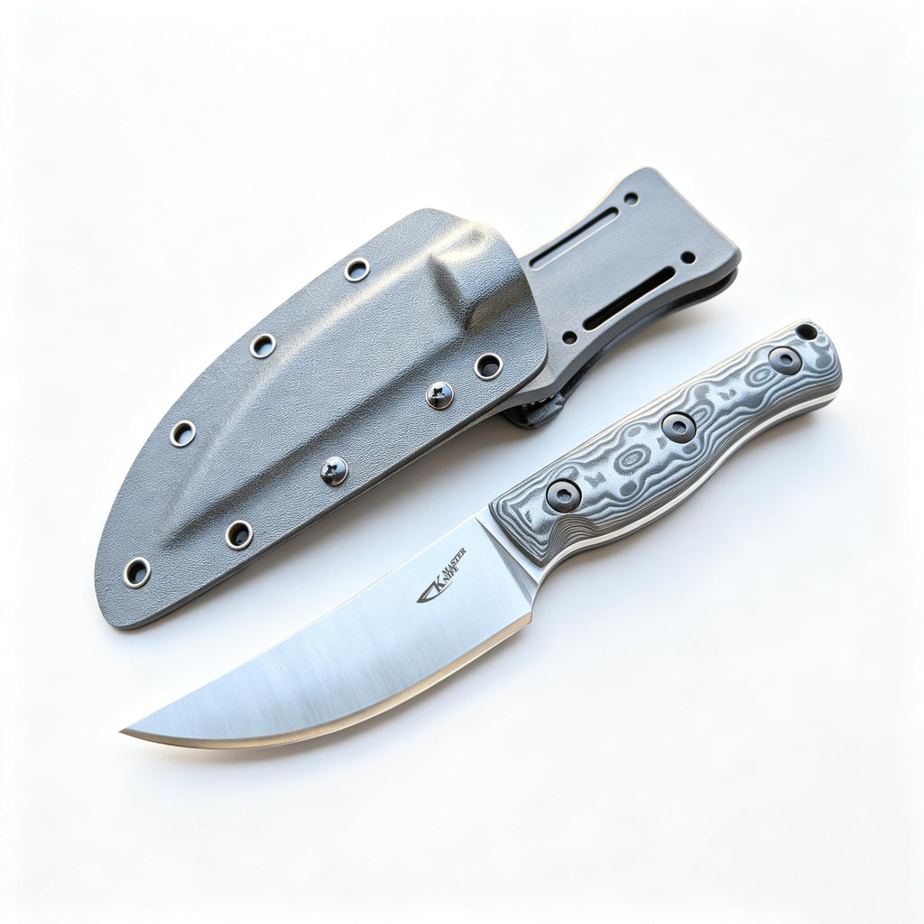 Knife Master Fixed Blade Utility Knife with Moulded Sheath, Grey Layered-Pattern