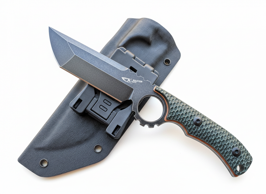 9.4 Inch D2 Steel Camping Knife, Fixed Blade Knife, G10 and Copper Handle with Kydex Sheath, EDC Knife for Outdoor Activities