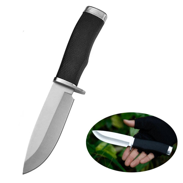 Full Tang Camping Knife, 3CR13 Stainless Steel Fixed Blade Survival Bushcraft Knife with Nylon Sheath for Men Women EDC Outdoor Knife