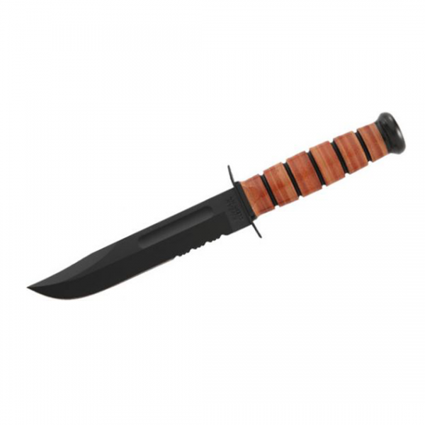 KA-BAR USMC 1218 Fighting Knife Combo Blade With Leather Handle - www.knifemaster.com.au