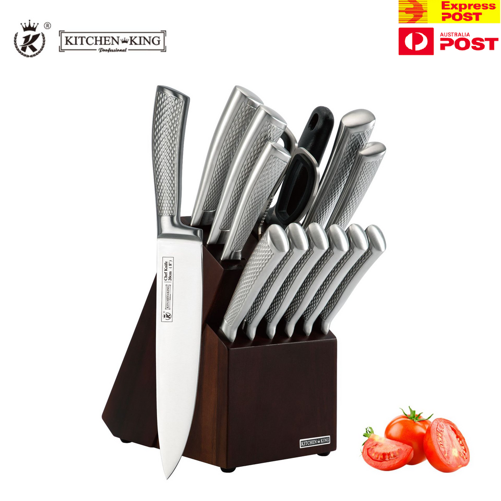 Kitchen Knife Set with Block, 14-Piece 3CR13 Stainless Steel Knife Set, Dishwasher Safe Kitchen Knives,Chef Knife Set with Sharpener, Ergonomic Handle