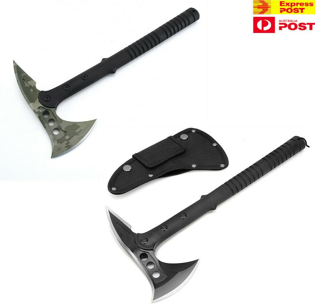 Tomahawk-, Versatile Survival  Axe and Emergency Breaching Tool with Spike for Outdoor Survival Hiking Camping with Non-Slip Handle and Sheath