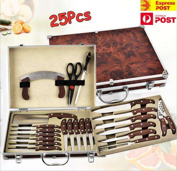 25Pcs Chef Knife Set Bag Catering Kitchen Set Cutlery Carry Portable Box Storage - www.knifemaster.com.au