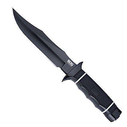 SOG Tech Bowie Fixed Black Plain Blade - www.knifemaster.com.au