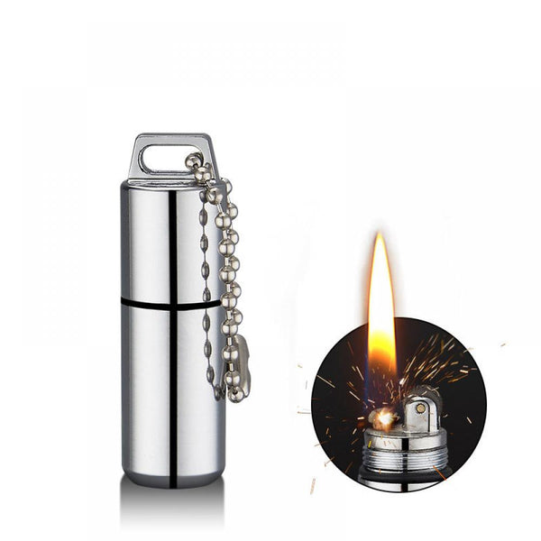 Mini Kerosene Lighter - 48*14 mm Capsule Lighter, Portable Lighter Keychain, EDC Gear Waterproof Tiny Peanut Lighter for Survival and Emergency Use