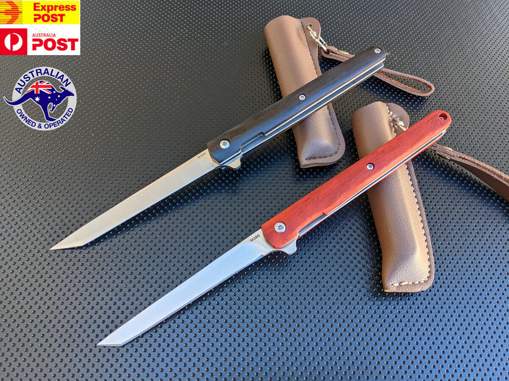 Gentleman's Folding Knife Hunting Pocket Daily Leather Sheath Thin Blade AU