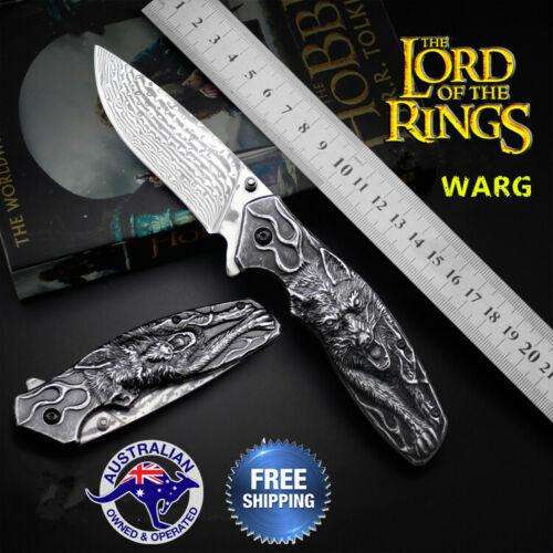 Damascus wolverine Warg Knife outdoor hunting fold dagger Stiletto Camping - www.knifemaster.com.au