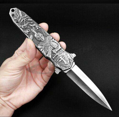 MiddleAge Crusader Knight Stiletto Knife Folding Hunting Pocket